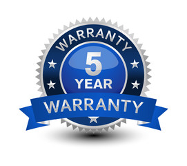 Very powerful, heavy, reliable, blue 5 year warranty badge/seal with ribbon.