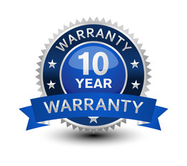 Very powerful, heavy, reliable, blue 10 year warranty badge/seal with ribbon.