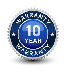 Very powerful, heavy, reliable, blue 10 year warranty badge/seal.