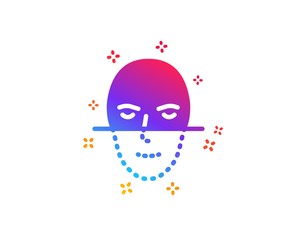 Face recognition icon. Faces biometrics sign. Head scanning symbol. Dynamic shapes. Gradient design face recognition icon. Classic style. Vector