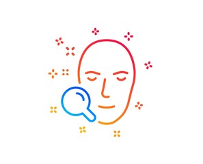 Face search line icon. Head recognition sign. Gradient design elements. Linear face search icon. Random shapes. Vector