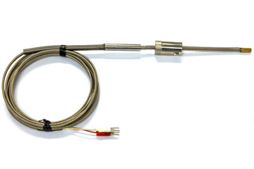 thermocouple in heater, thermocouple isolated on white background.