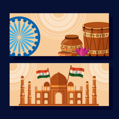 Obraz premium happy independence day india flat design