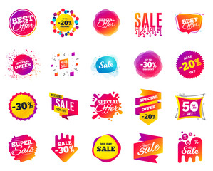 Sale banner. Special offer template tags. Cyber monday sale discount. Black friday shopping icons. Best ultimate offer badge. Super shopping discount icons. Mega banners set vector