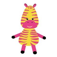 Cute Little zebra vector print. Cartoon boar animal vector.