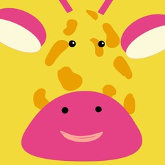 set of flat animal face icons in bright retro colors for stickers, cards, labels and tags. minimal style, folded paper design..
