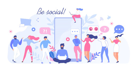 Be Social Motivation People Community Flat Banner