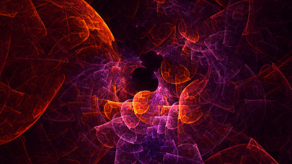 3D rendering abstract red fractal light background