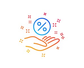 Loan percent line icon. Discount sign. Credit percentage symbol. Gradient design elements. Linear loan percent icon. Random shapes. Vector