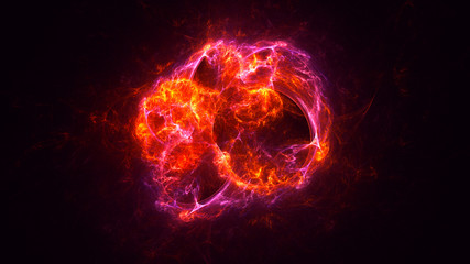 3D rendering abstract red fractal light background