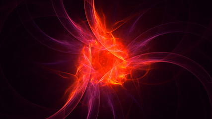 3D rendering abstract red fractal light background