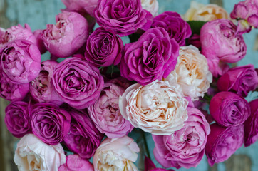 beautiful white and pink roses background and texture