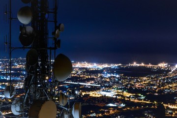 Telecommunications tower, antenna and satellite dish, network repeaters, base transceiver station...