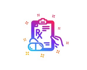 Prescription Rx recipe icon. Medicine drugs pills sign. Dynamic shapes. Gradient design prescription drugs icon. Classic style. Vector