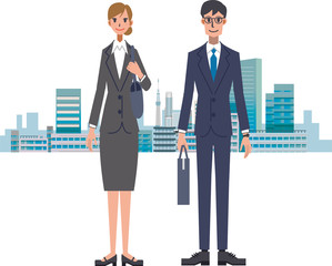 ビジネス　男女　スーツ