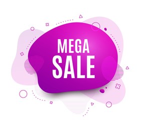 Fluid badge. Mega Sale. Special offer price sign. Advertising Discounts symbol. Abstract shape. Color gradient sale banner. Flyer liquid design. Vector