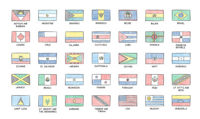 Flags of the American continent.