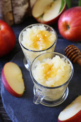 Apple granita with honey, frozen summer dessert