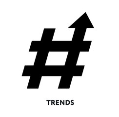 Obraz premium Trends Hype Popular Topics Hashtag Arrow. Vector Flat Icon.