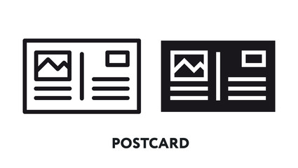 Postcard Stamp Vector Flat Icon Illustration.