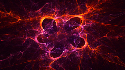 3D rendering abstract red fractal light background