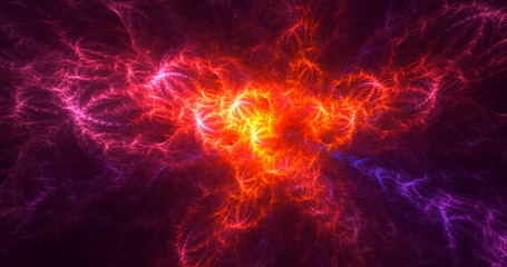 3D rendering abstract red fractal light background