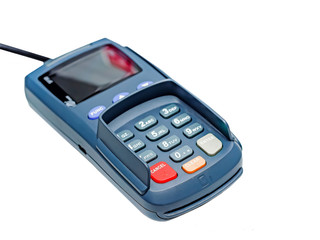 terminal for payment by credit card isolated on white background