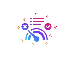 Reject bandwidth meter icon. No internet sign. Speedometer symbol. Dynamic shapes. Gradient design no internet icon. Classic style. Vector