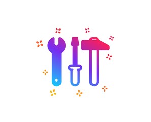 Spanner, hammer and screwdriver icon. Repair service sign. Fix instruments symbol. Dynamic shapes. Gradient design spanner tool icon. Classic style. Vector