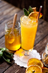 Tasty friends, liquor cocktail and its decoration