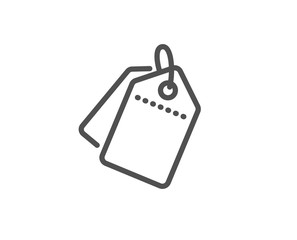 Sale tags line icon. Shopping labels. Discount coupon symbol. Quality design element. Linear style sale tags icon. Editable stroke. Vector