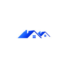 Real Estate Construction Logo design vector Template house and building with blue grey color