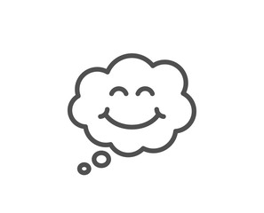 Smile line icon. Happy emoticon sign. Comic speech bubble symbol. Quality design element. Linear style smile icon. Editable stroke. Vector