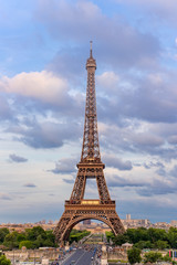 Fototapeta premium Eiffel Tower in colors of pink twilight Paris, France