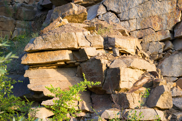 Texture large granite rock made of stones - stone background