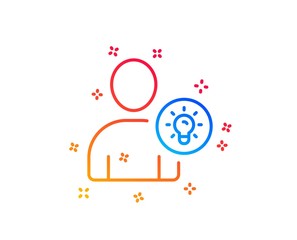 Obraz na płótnie Canvas User line icon. Profile with Lamp bulb sign. Person silhouette with idea symbol. Gradient design elements. Linear user idea icon. Random shapes. Vector