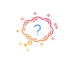 Question mark line icon. Quiz chat bubble sign. Gradient design elements. Linear question mark icon. Random shapes. Vector