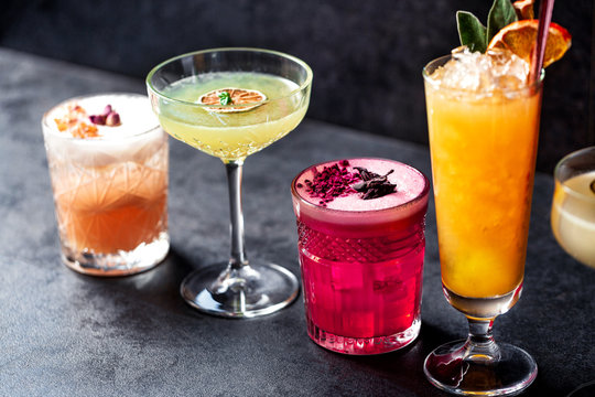 Your tasty colored cocktail friends waiting for you to drink them