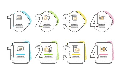 Online statistics, Mail letter and Strategy icons simple set. Gpu sign. Computer data, Read e-mail, Business plan. Graphic card. Technology set. Infographic timeline. Line online statistics icon