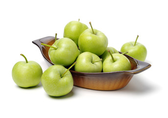 Green apples isolated on white background