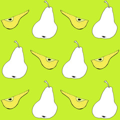 bright pattern of hand drawn doodle pears
