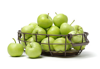 Green apples isolated on white background