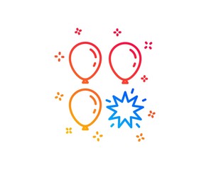 Balloon dart line icon. Amusement park sign. Pop the balloon symbol. Gradient design elements. Linear balloon dart icon. Random shapes. Vector