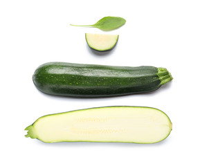 Fresh zucchini squash on white background