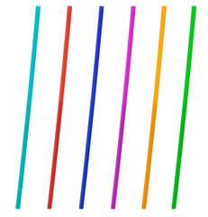 Colorful stir straws isolated on white background including clipping path