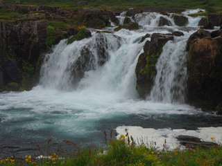 Bæjarfoss (Baejarfoss) waterfall below Dynjandifoss in the Westfjords, Iceland