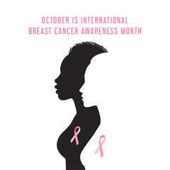 Breast cancer awareness month card.