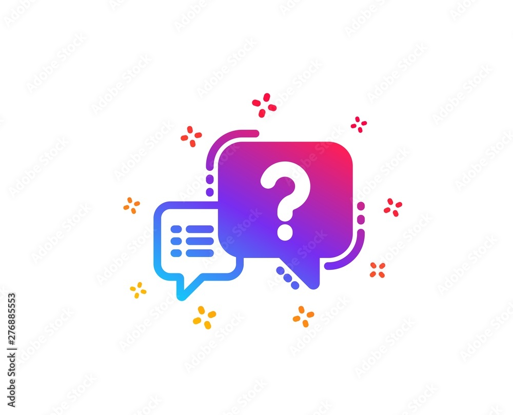 Poster question mark icon. quiz chat bubble sign. dynamic shapes. gradient design question mark icon. class