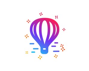 Air balloon icon. Flight transport with basket sign. Aircraft symbol. Dynamic shapes. Gradient design air balloon icon. Classic style. Vector