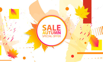 Autumn Background abstract color Orange Sale Final. Autumn leaves Vector